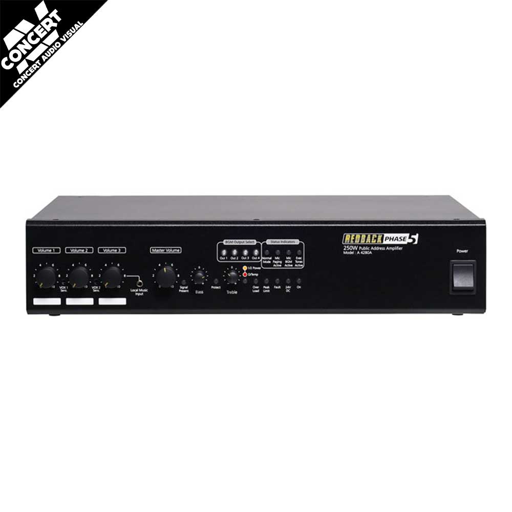 REDBACK PA Mixer Amplifier 250W 100V 4 Zone