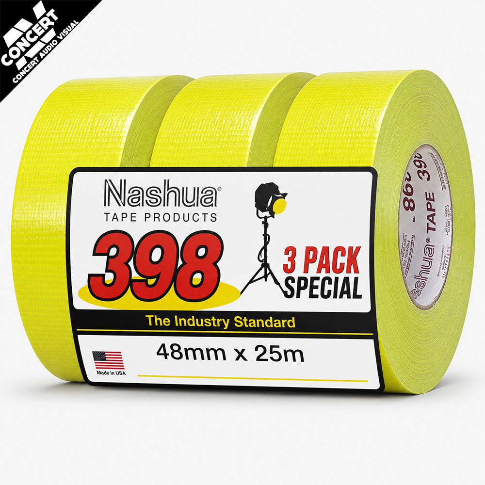 3 PACK - NASHUA 398 Heavy Duty Cloth Gaff Tape 48mm x 25m - Yellow