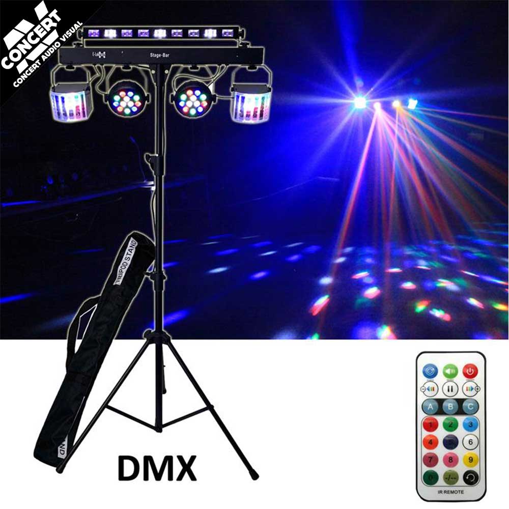CR Lite USB Partybar - stage bar with 5 LED light effect incl. Tripod carry bags and remote