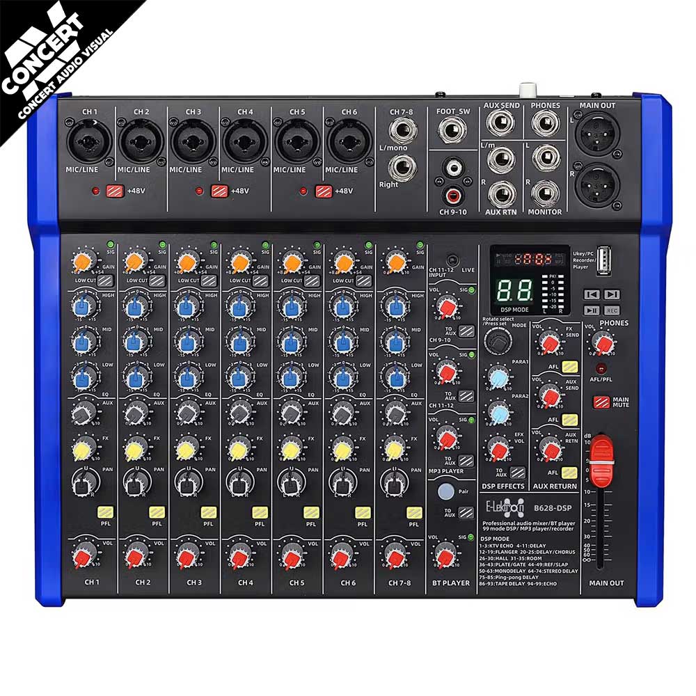 E-LEKTRON B628-DSP DSP Bluetooth Mixer 12 Channel