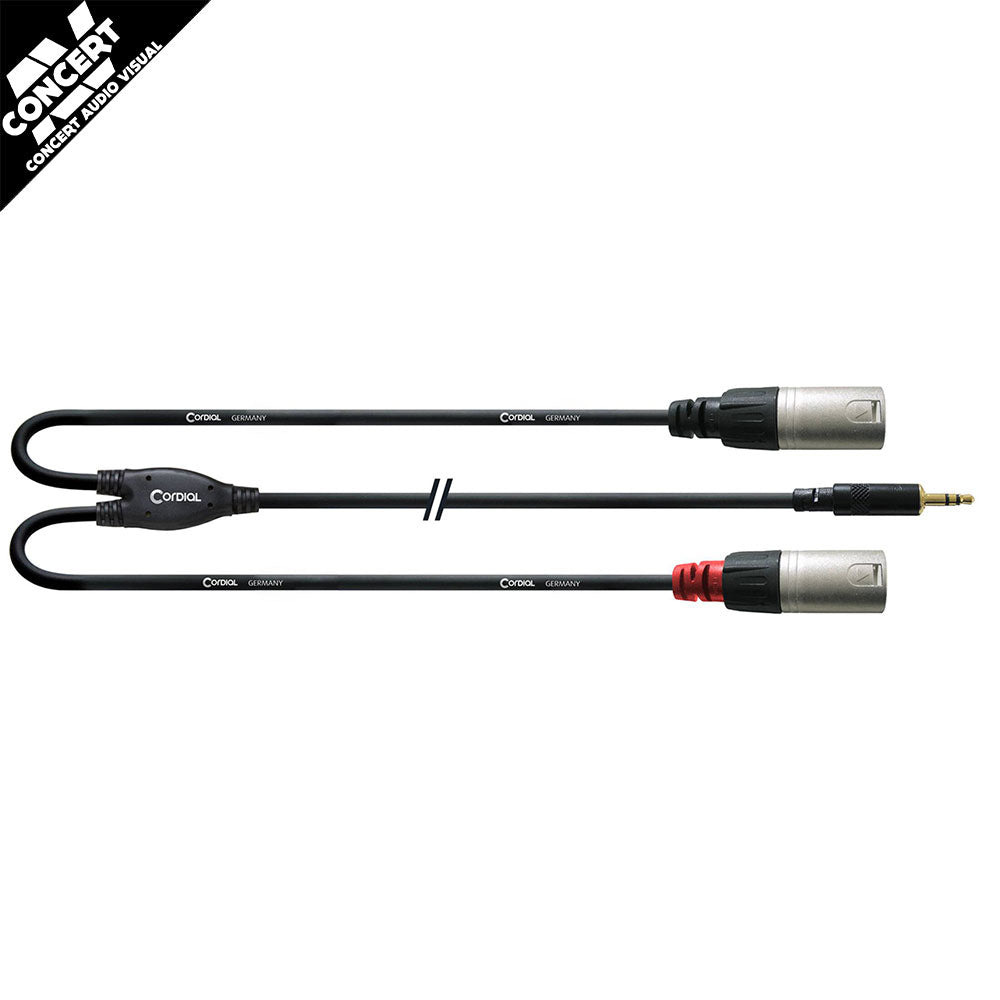 CORDIAL Essentials REAN Plug 3.5mm Stereo Gold to 2x XLR Male Gold - Long Pigtail Side (3m)