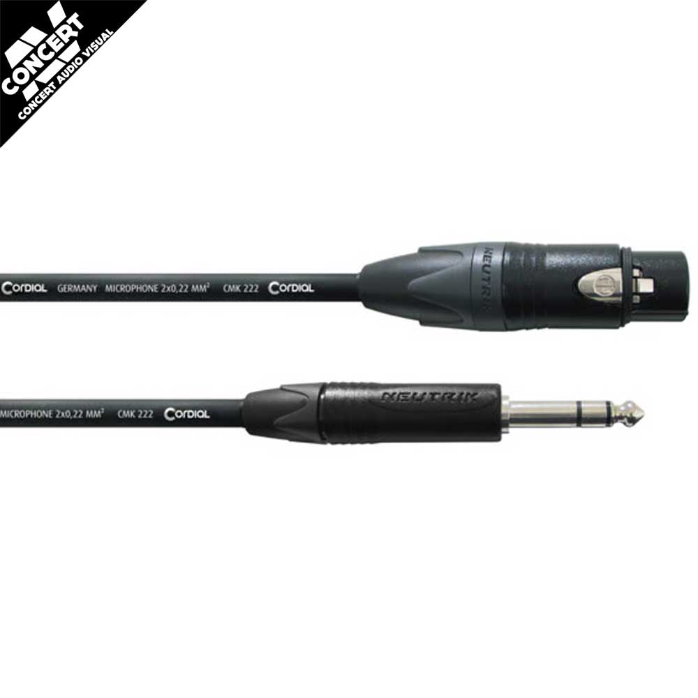 CORDIAL Select NEUTRIK XLR female to 6.3mm Stereo Black (5m)