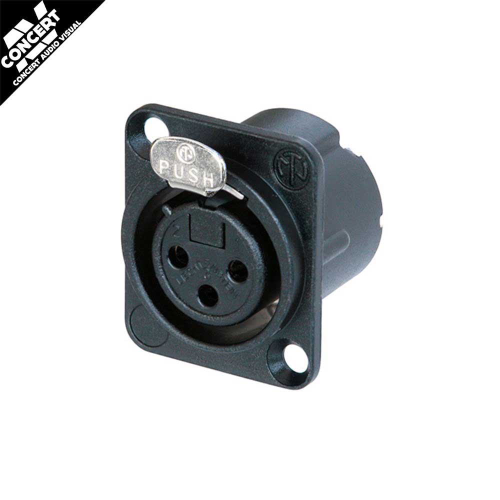 NEUTRIK NC3FD-LX-B - 3 Pin Female XLR Connector BLACK (panel mount)