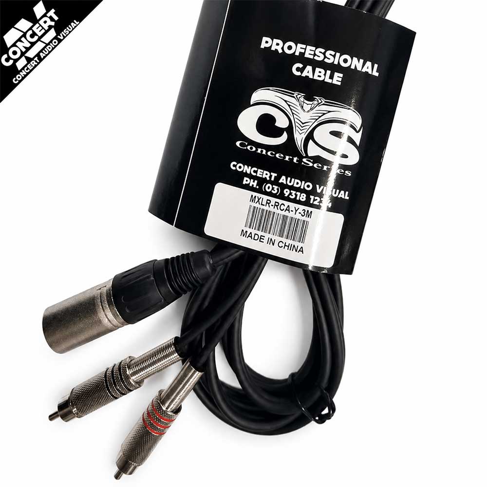 CONCERT SERIES Dual RCA to Single Male XLR Y-Split Cable 3m