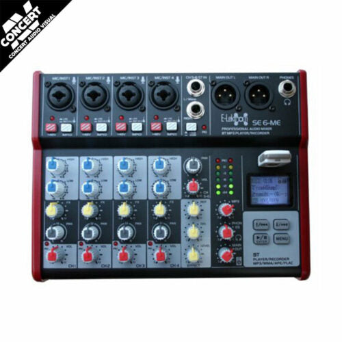 E-Lektron SE-6 Live Audio Mixer 6 Channel Mixer (USB, Bluetooth, Phantom power)