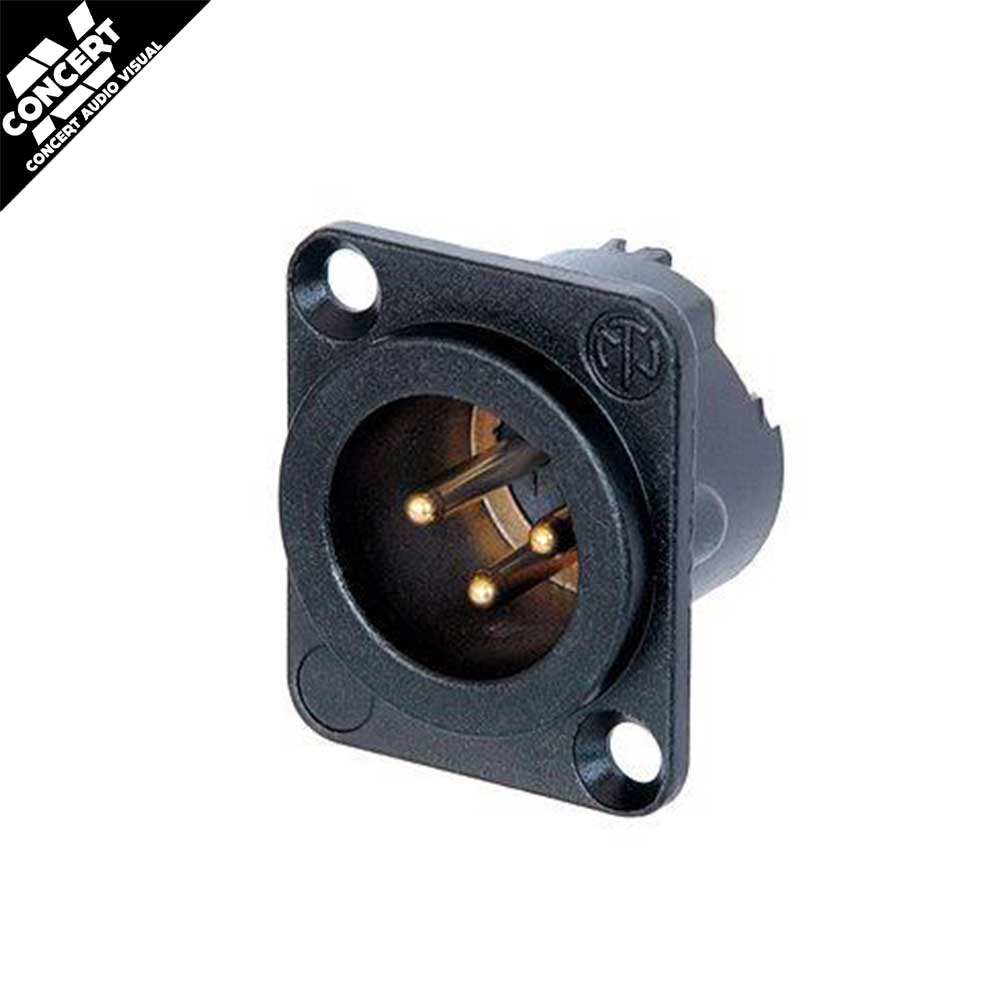 NEUTRIK NC3MD-LX-B - 3 Pin Male XLR Connector Black (Panel Mount)