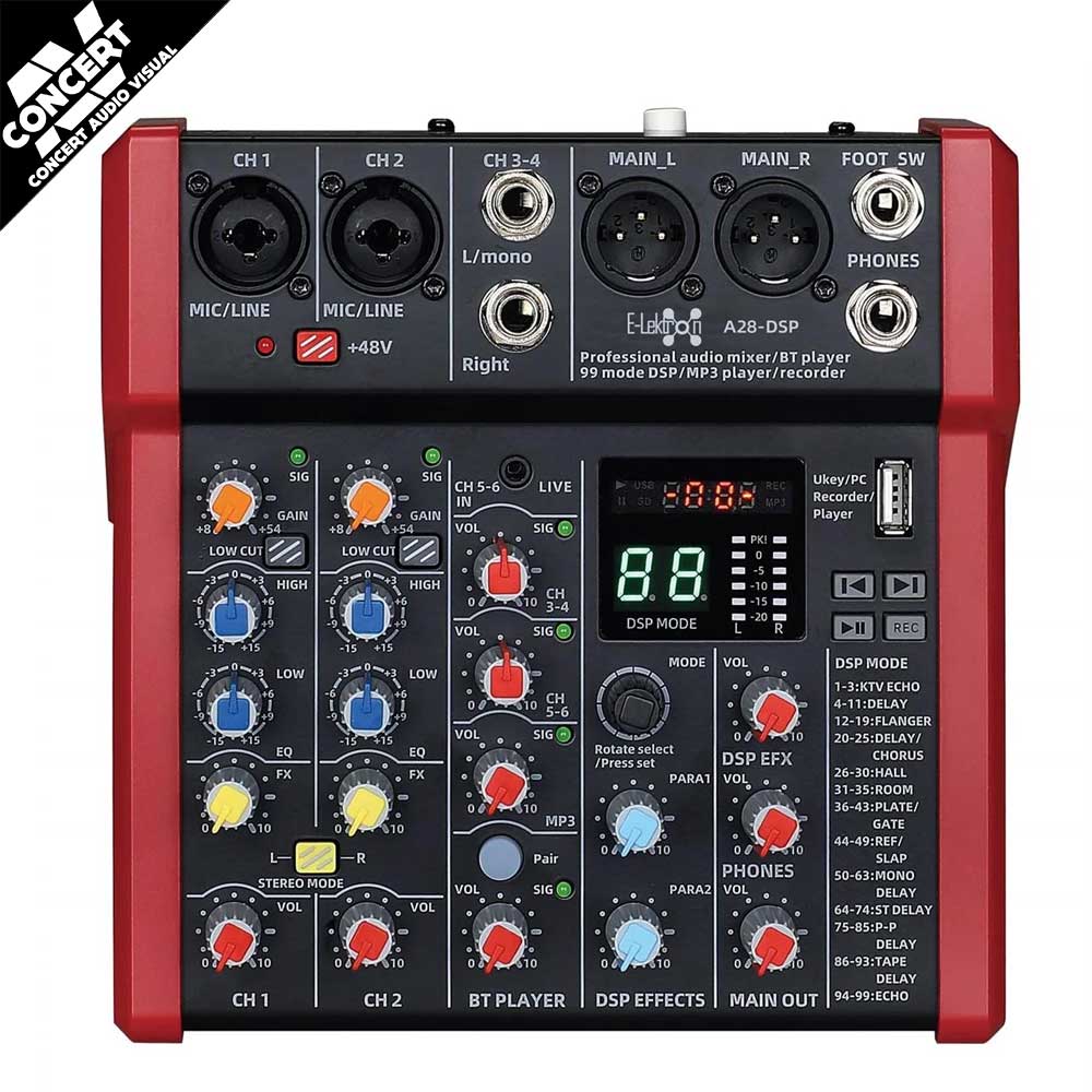 E-LEKTRON A28-DSP Bluetooth Mixer 6 Channel