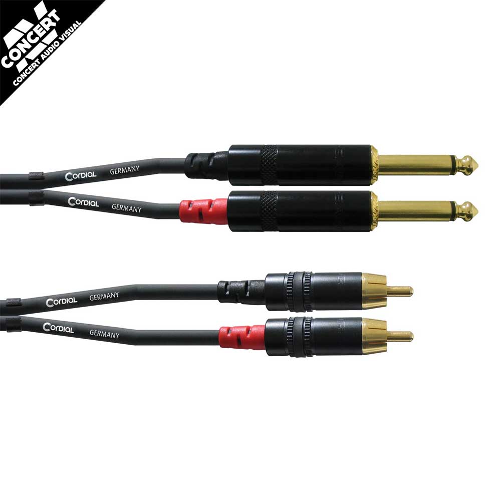 Cordial Essentials REAN 2x 6.3mm Mono Gold to RCA Gold (3m)