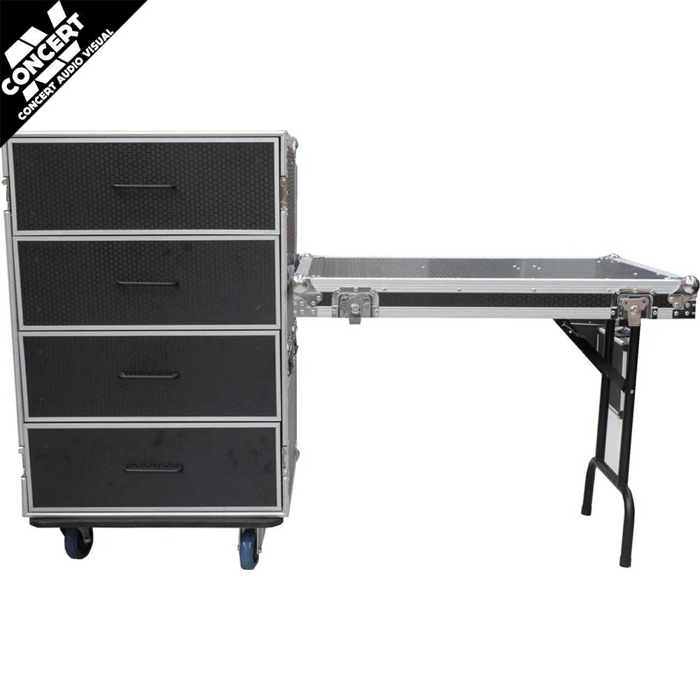 CaseToGo 4 Draw Utility Road Case with a DJ-Utility Table