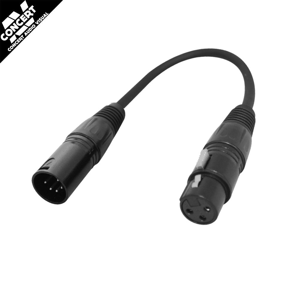 CAV-DMX5M3F - DMX 5 pin XLR Male to 3 pin XLR Female 0.3m