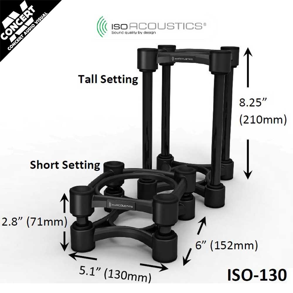 IsoAcoustics ISO-130 Monitor / Speaker Isolation Stands with Adjustable Tilt & Height (Pair)
