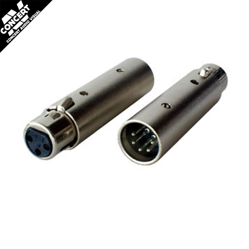 DMX XLR 5M to 3F Adaptor - 5 pin to 3 pin