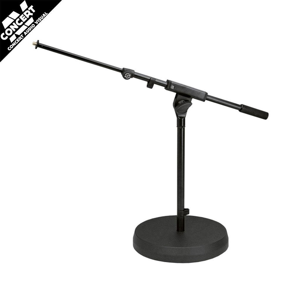 K&M 25960 Low Profile Round Base Mic Stand -Telescopic Boom Arm