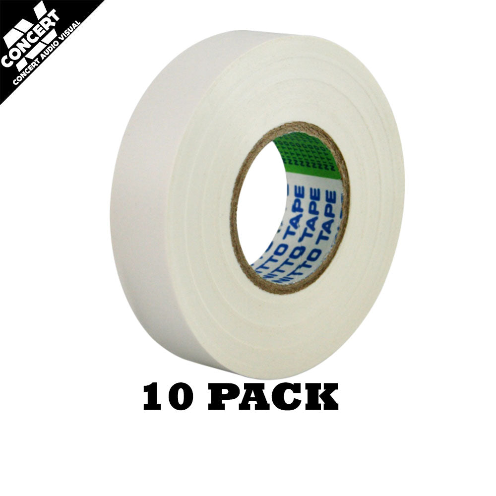 NITTO 203E Electrical Tape - 18mm x 20m - White 10 Pack